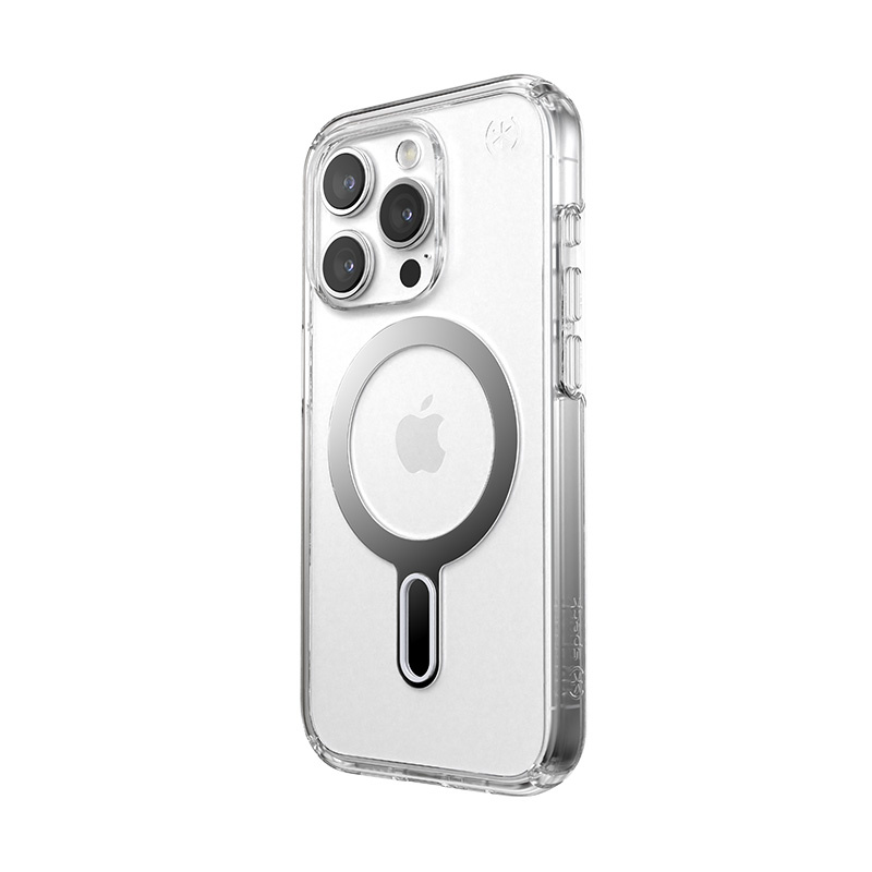 Speck Presidio Perfect-Clear ClickLock MagSafe Apple iPhone 15 Pro (Clear/Chrome Finish/Serene Silver)