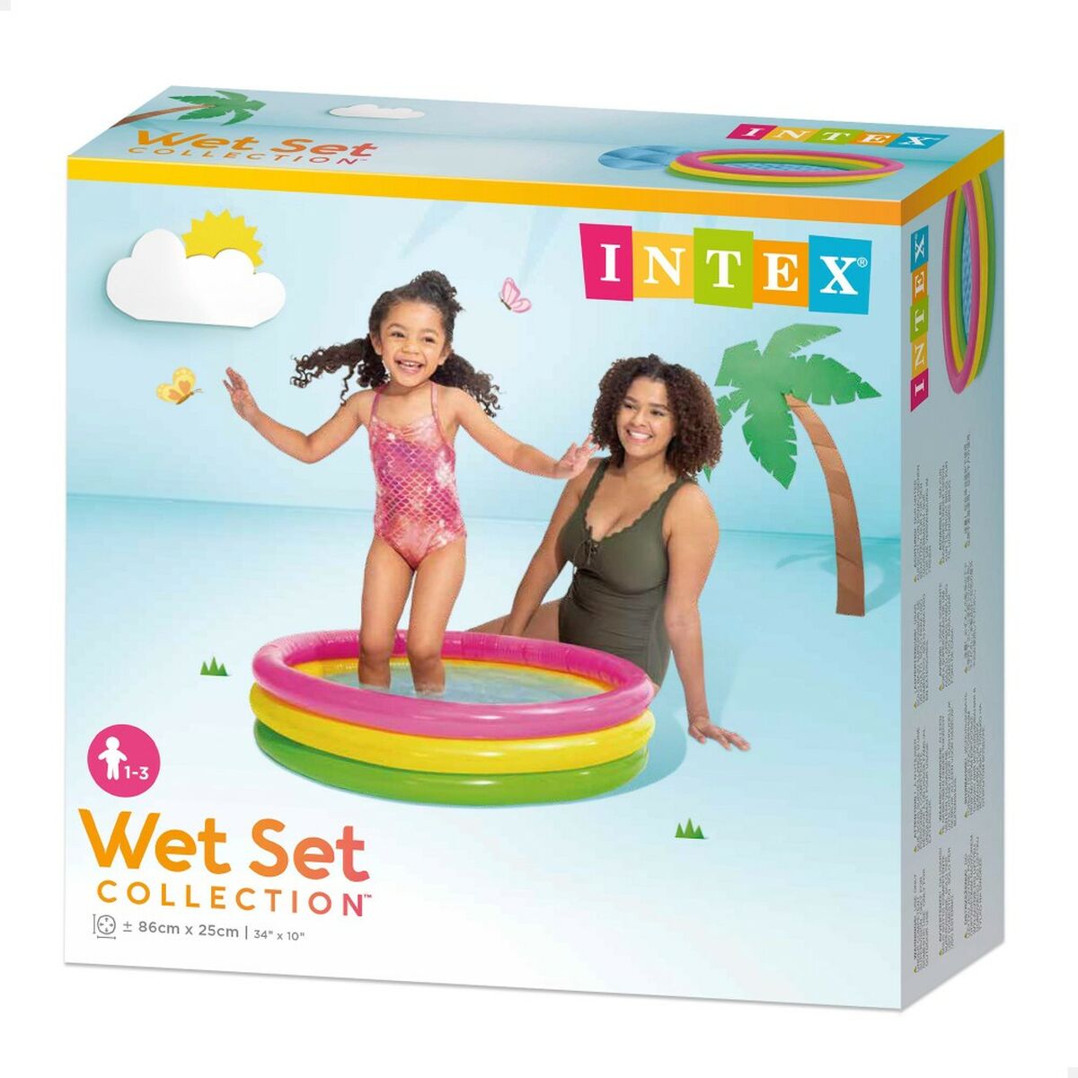 Inflatable Paddling Pool for Children Intex Sunset Rings 86 x 25 x 86 cm 68 L (6 Units)