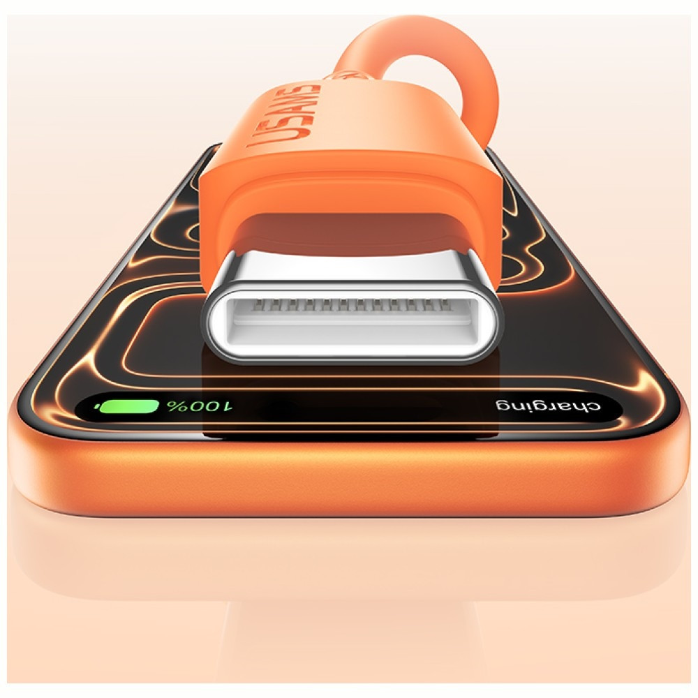 Kabel USAMS U98 60W 3A Silicone Fast Charging USB-C do USB-C pomarańczowy