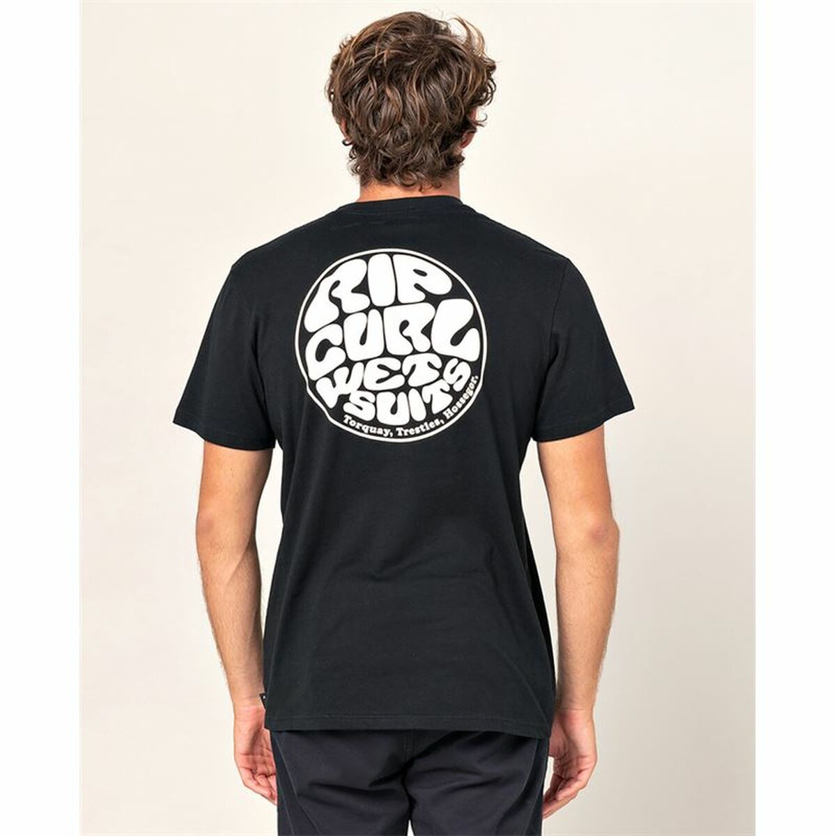 Short Sleeve T-Shirt Rip Curl Wettie Essential Black Men Short Sleeve T-Shirt Rip Curl Wettie Essential Black Men