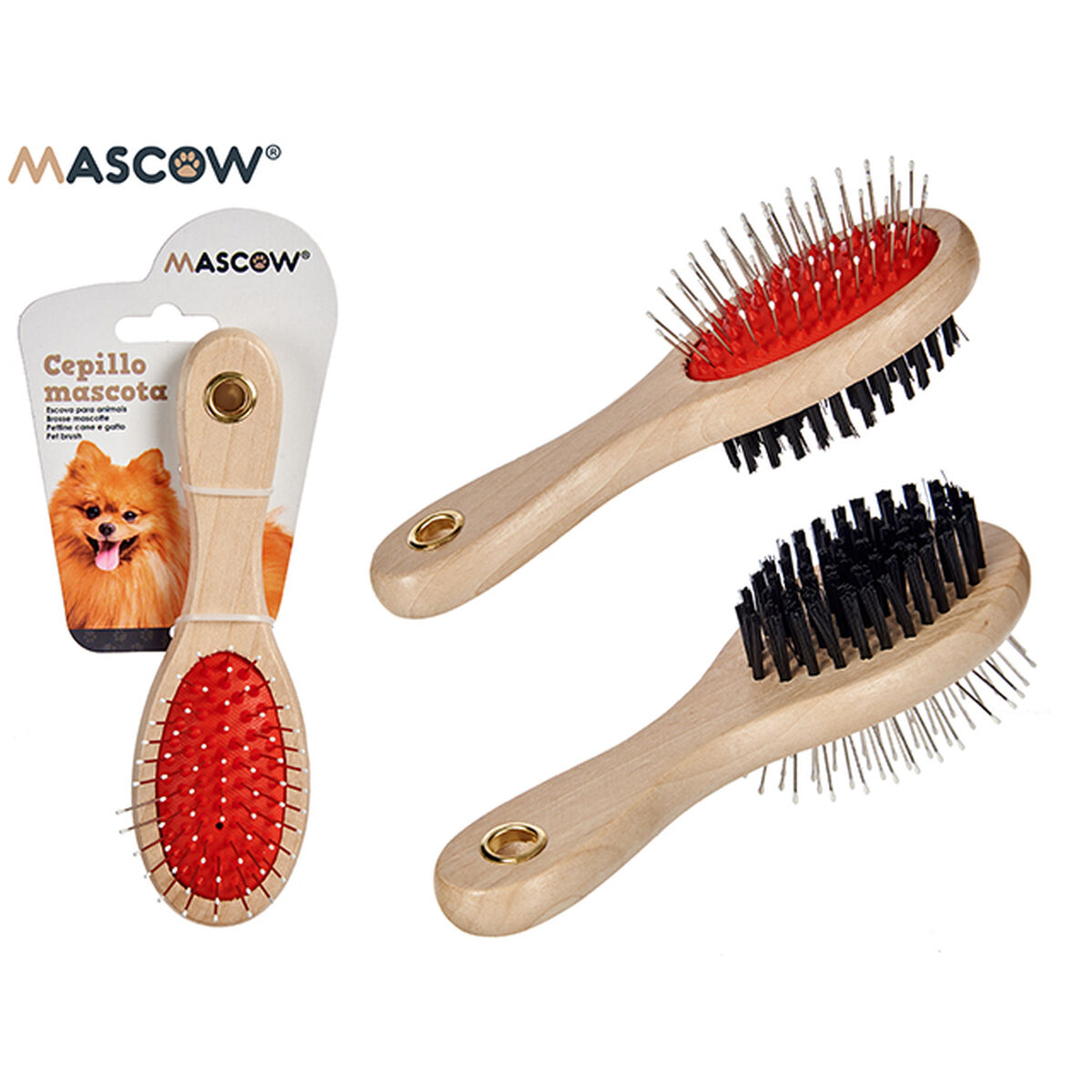 Dog Brush Red Black Brown Steel Plastic (9 x 5 x 21 cm) (24 Units)