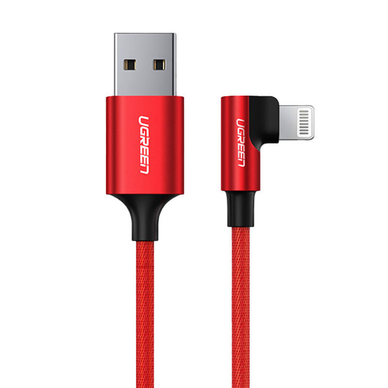 UGREEN US299 USB-A/Lightning Angle Cable 2.4A, 1m (red)