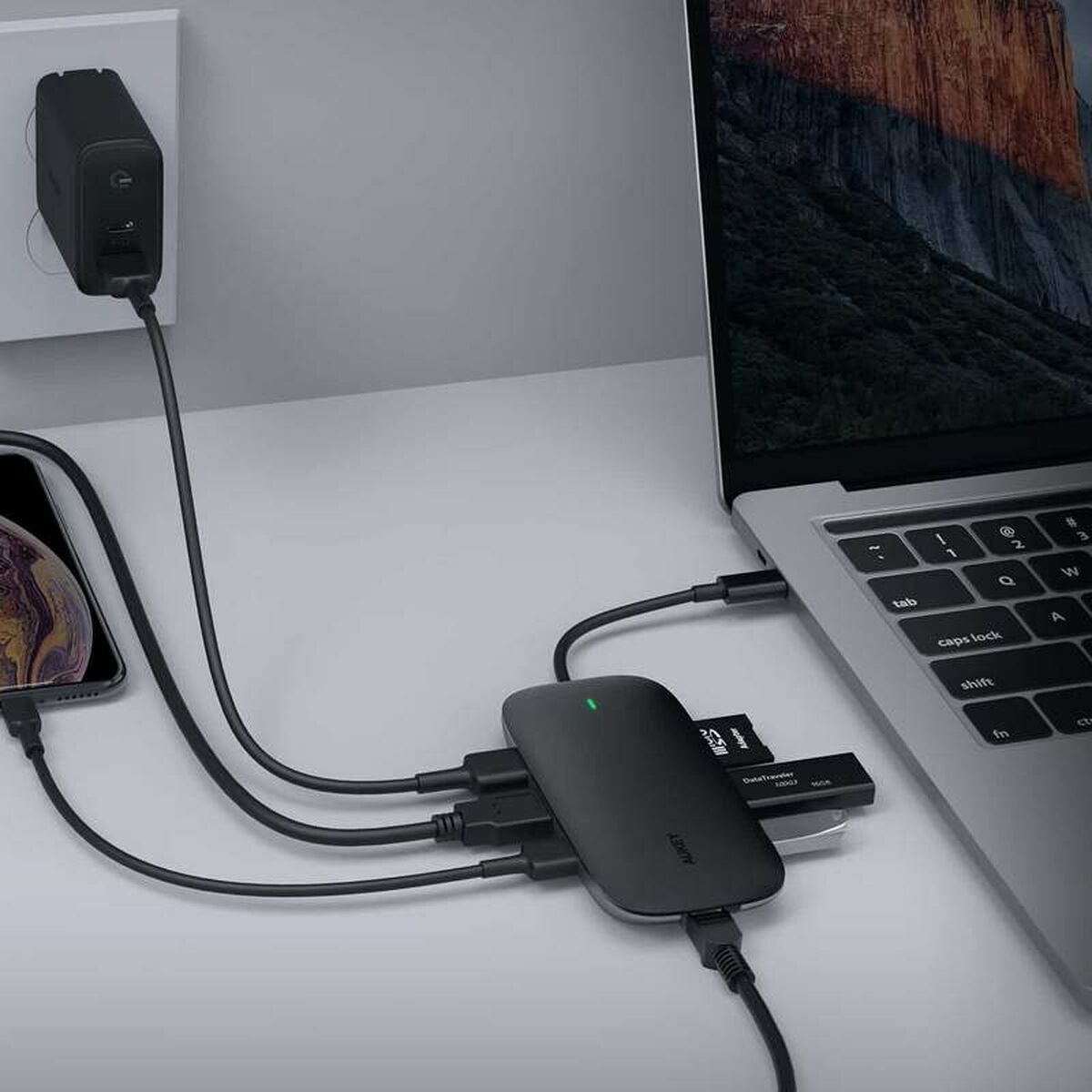 USB Hub Aukey CB-C71 Black 100 W