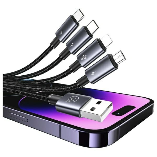 USAMS USB-A / 2xUSB-C, Lightning, MicroUSB cable 15W 1.2m Aluminum Alloy Data Cable Sufeng Series