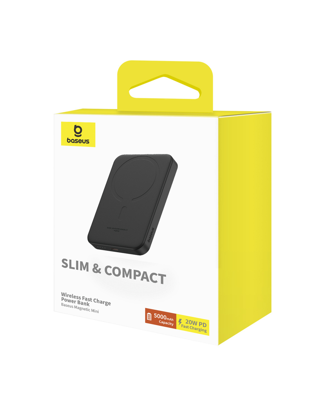 Baseus powerbank 5000mAh 20W with inductive charging + USB-C cable (20V/3A) black