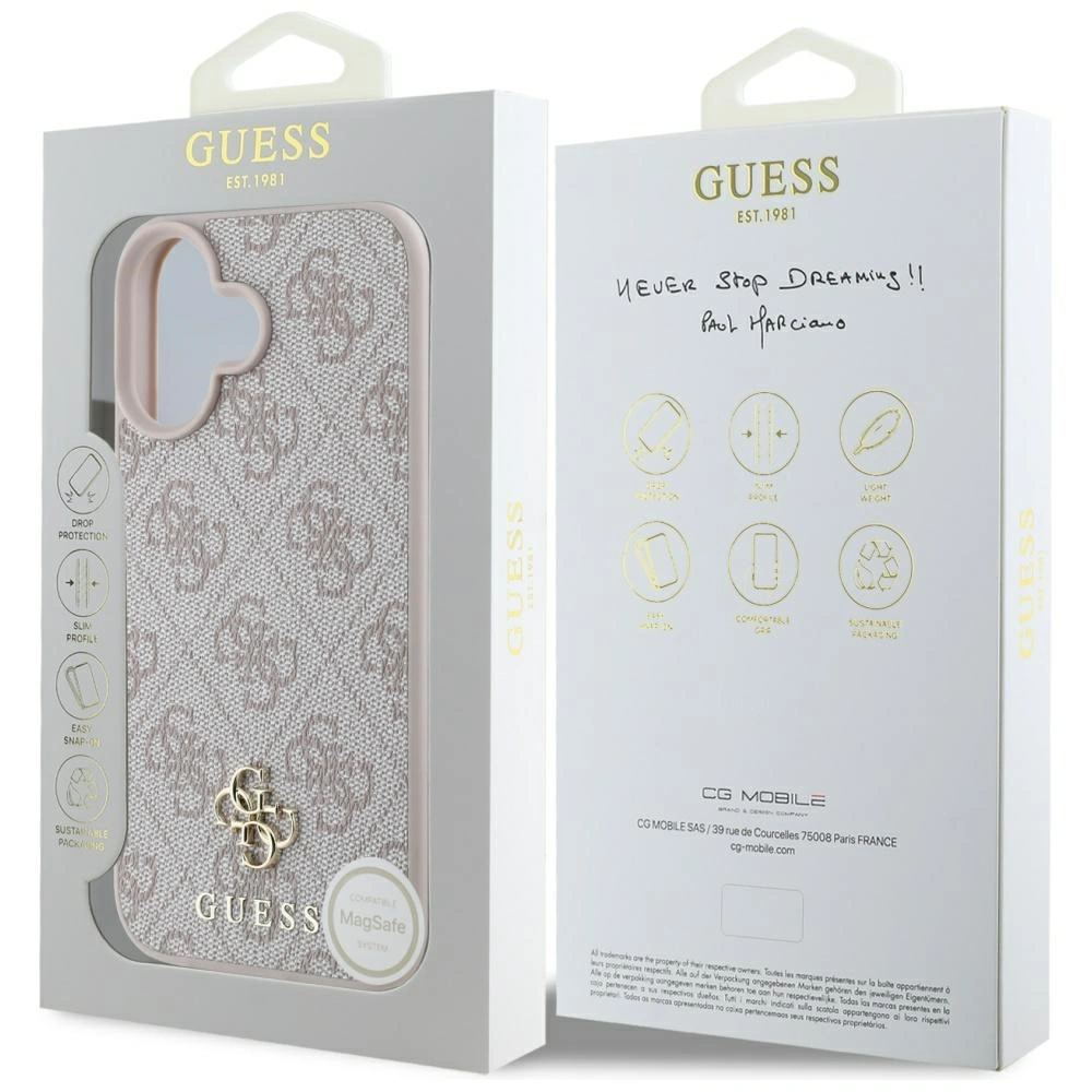 Guess HC PU 4G Small 4G and Classic Apple iPhone 16 MagSafe pink
