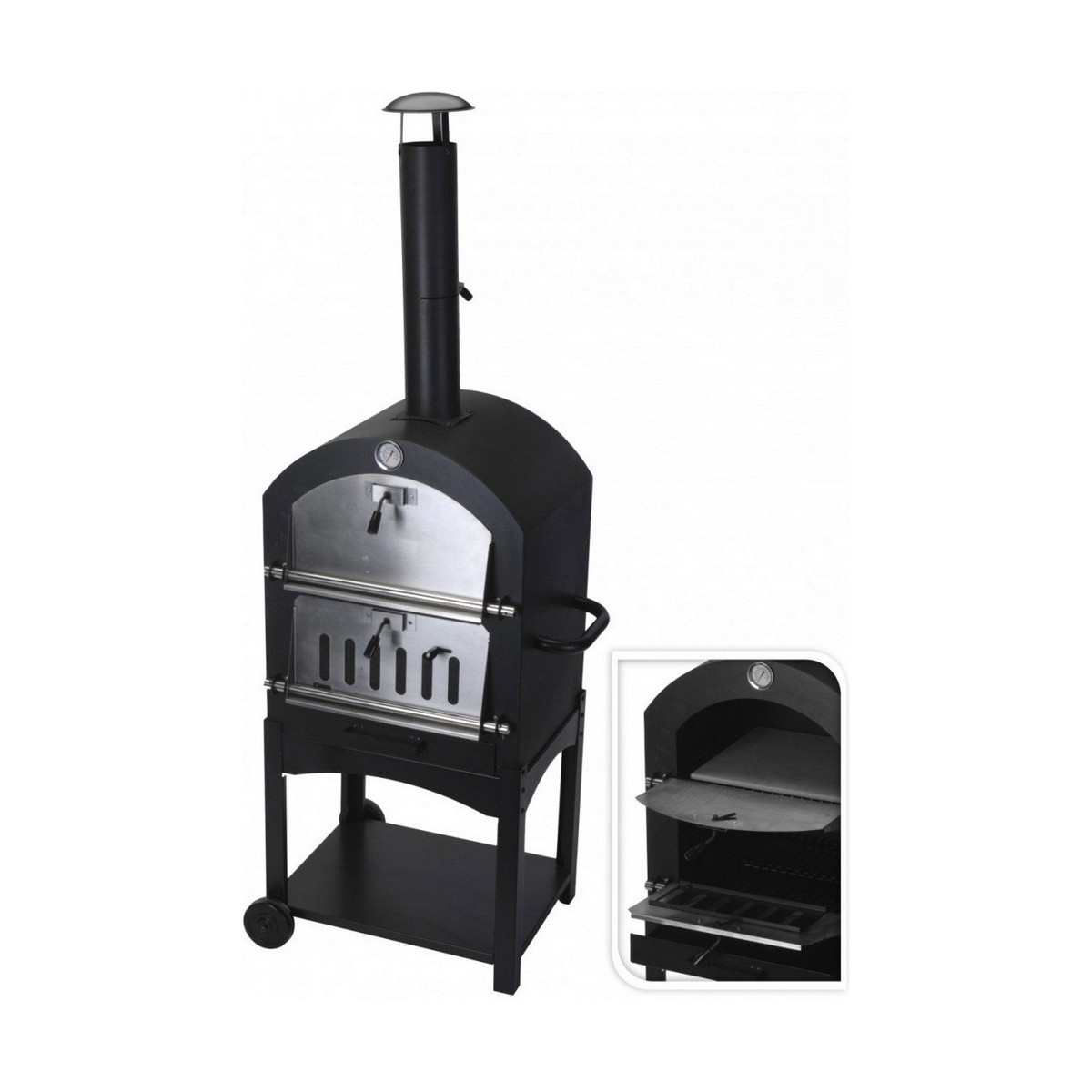 Coal Barbecue with Wheels Black (Ø10 x 46,5 cm) (44,5 x 65 x 158 cm)