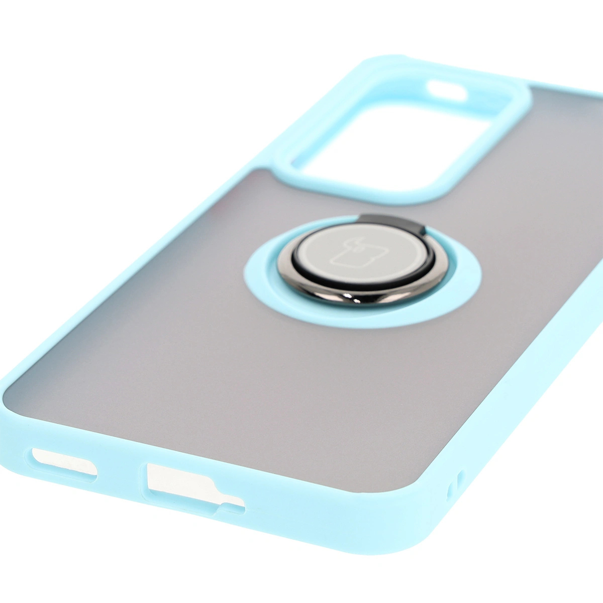 Bizon Case Hybrid Ring Oppo Reno 12 Pro smoky with a light blue frame