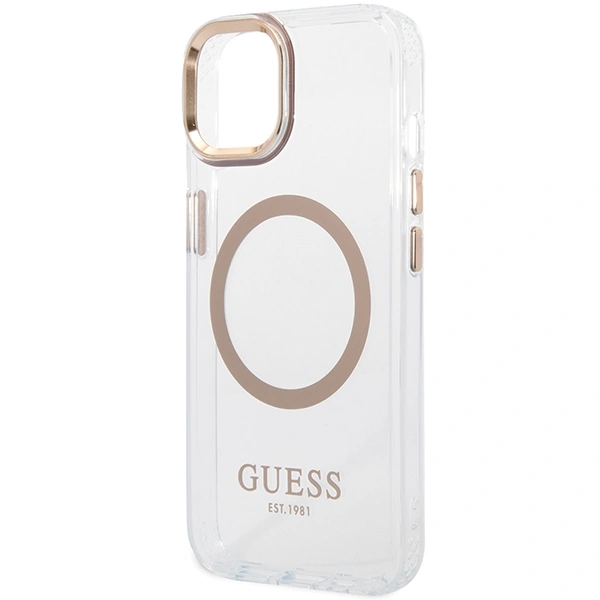 Guess GUHMP15MHTRMD Apple iPhone 15 Plus / 14 Plus hardcase Metal Outline Magsafe gold