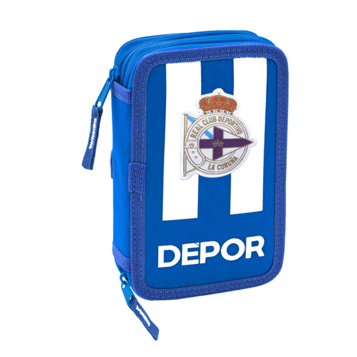 Doppel-Federtasche R. C. Deportivo de La Coruña Blau Weiß (28 pcs)