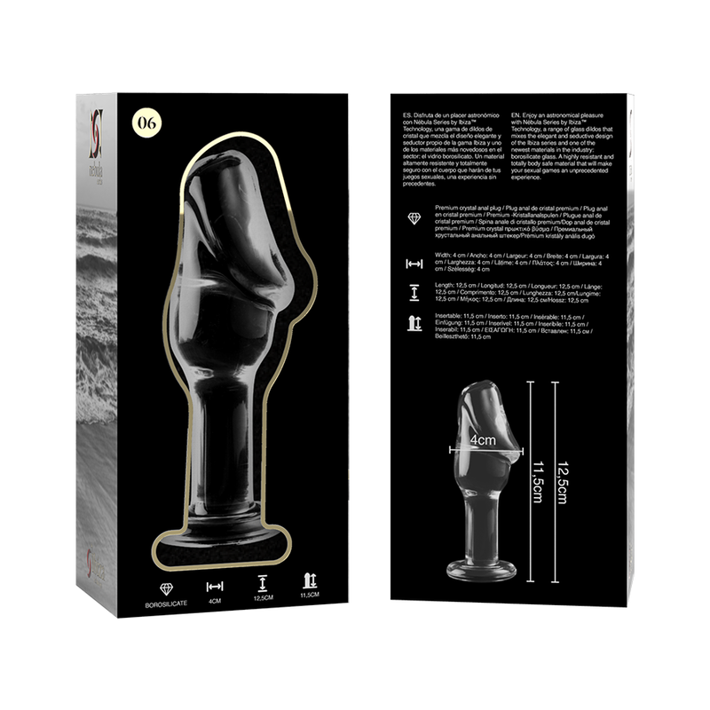 NEBULA SERIES BY IBIZA - MODEL 6 ANAL PLUG BOROSILICATE GLASS 12.5 X 4 CM CLEAR