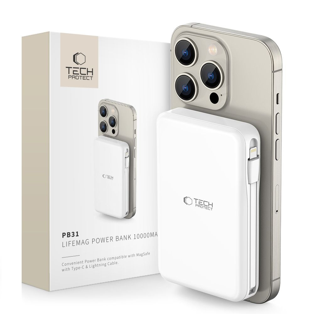 Tech-Protect PB31 Lifemag MagSafe powerbank 10000mAh White