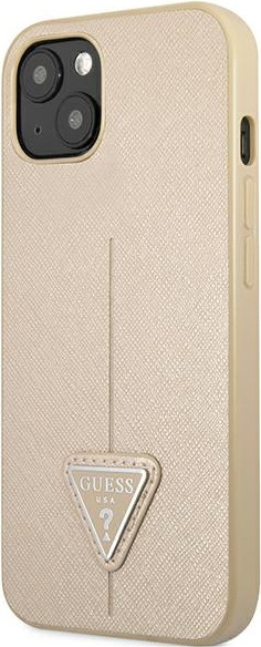 Guess GUHCP13SPSATLE Apple iPhone 13 mini beige hardcase Saffiano Triangle Logo