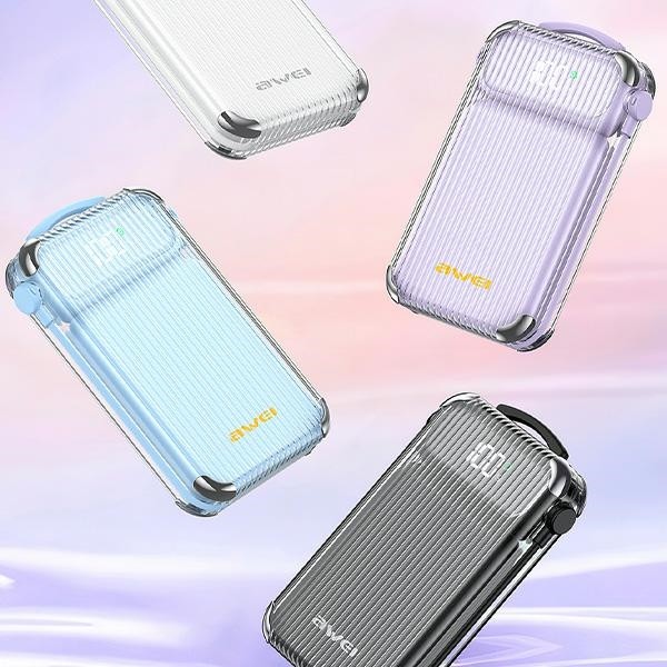 AWEI P89K powerbank 10000mAh 38,5W black + USB-C / Lightning cable