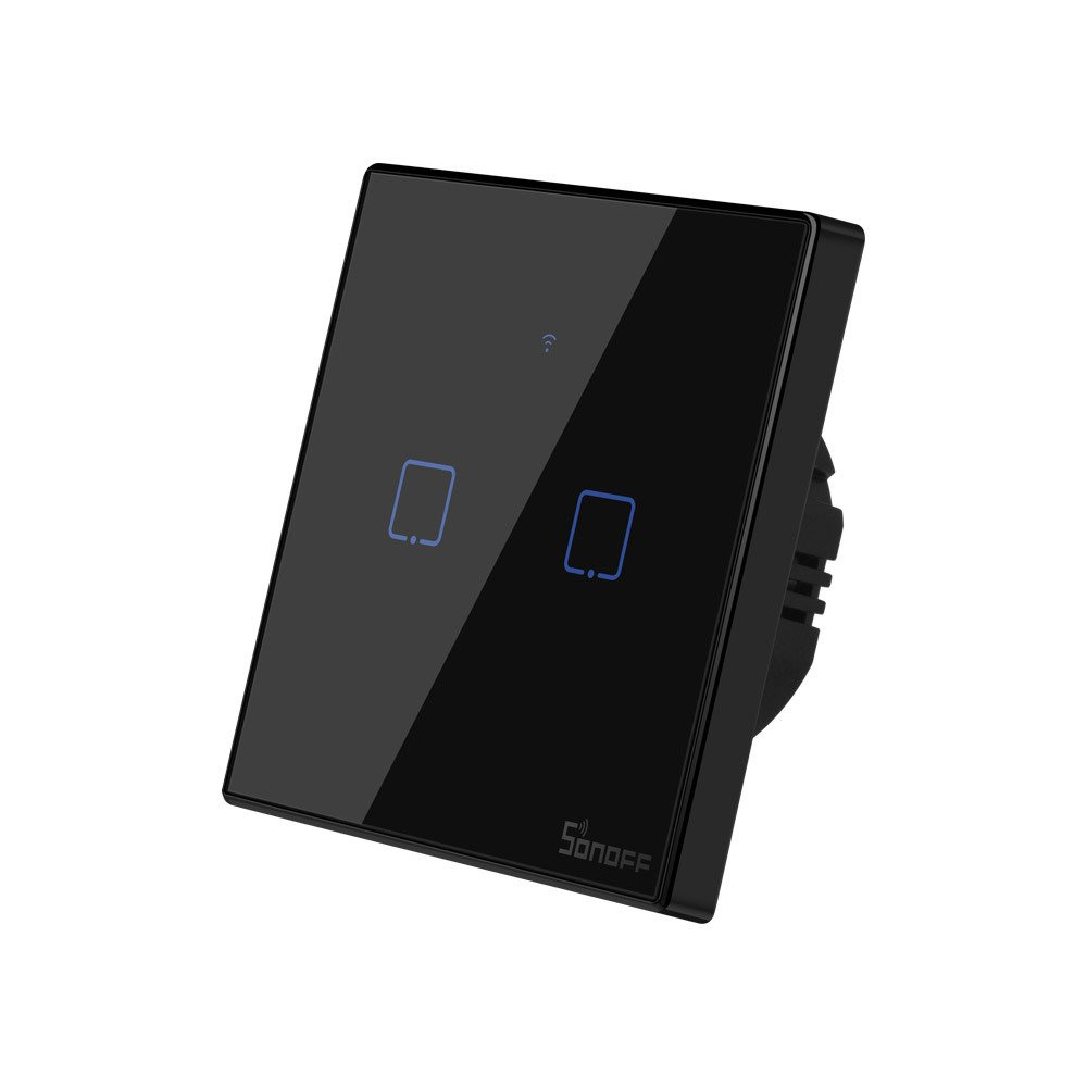 Touch light switch WiFi + RF 433 Sonoff T3 EU TX (2-channel) black