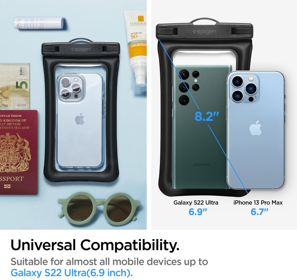 Uniwersalne wodoszczelne etui Spigen A610 Universal Waterproof Float Case Black [2 PACK]