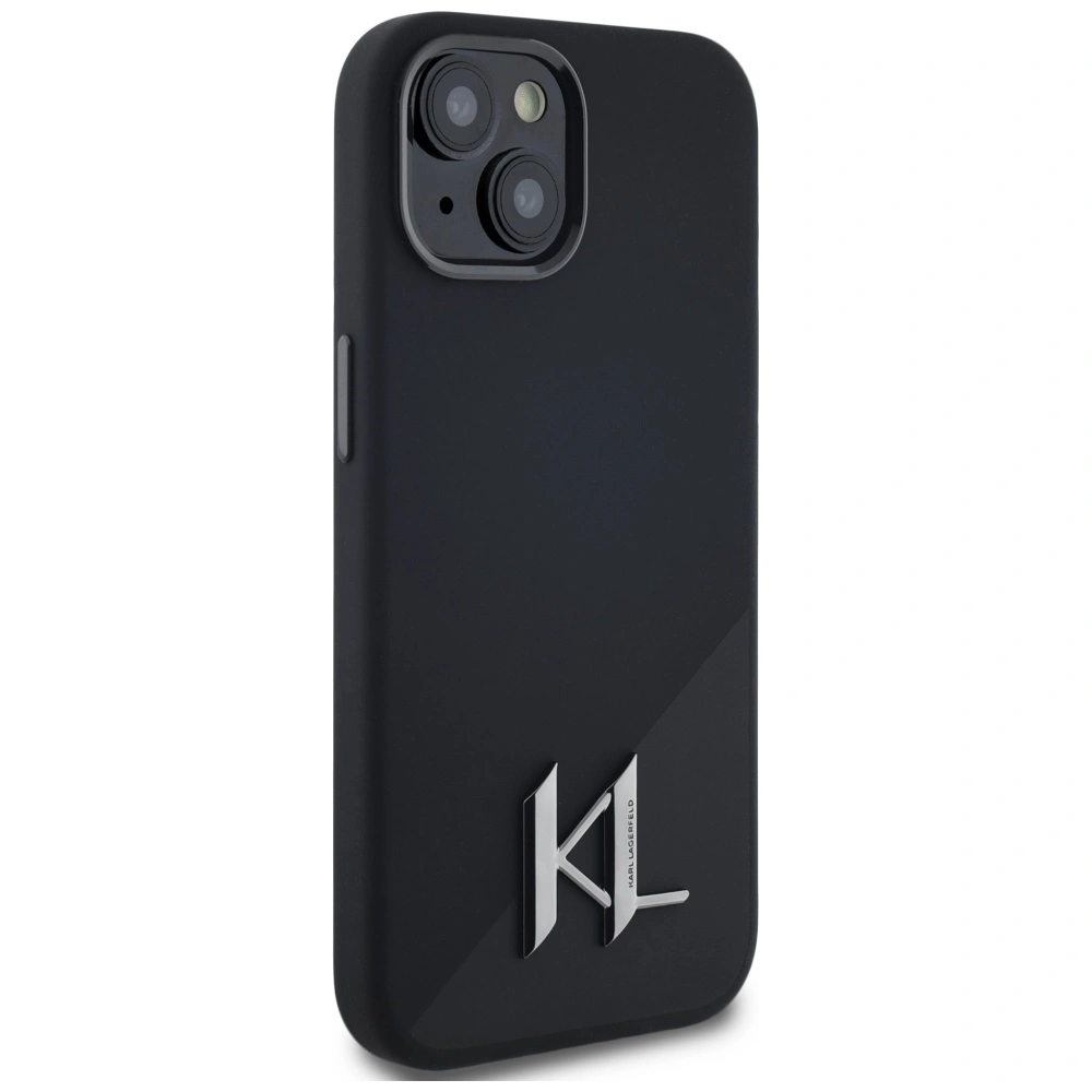 Karl Lagerfeld Silicone Shadow Metal Initial MagSafe Apple iPhone 15 black