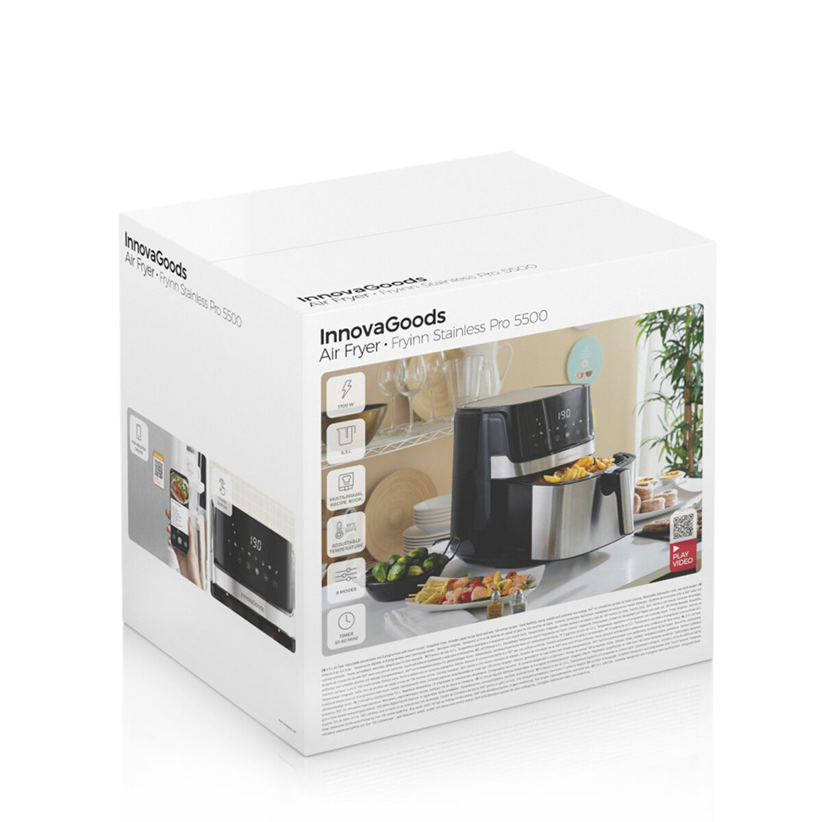 No-Oil Fryer InnovaGoods Fryinn Pro 5500 Black Stainless steel 1700 W 5,5 L No-Oil Fryer InnovaGoods Fryinn Pro 5500 Black Stainless steel 1700 W 5,5 L