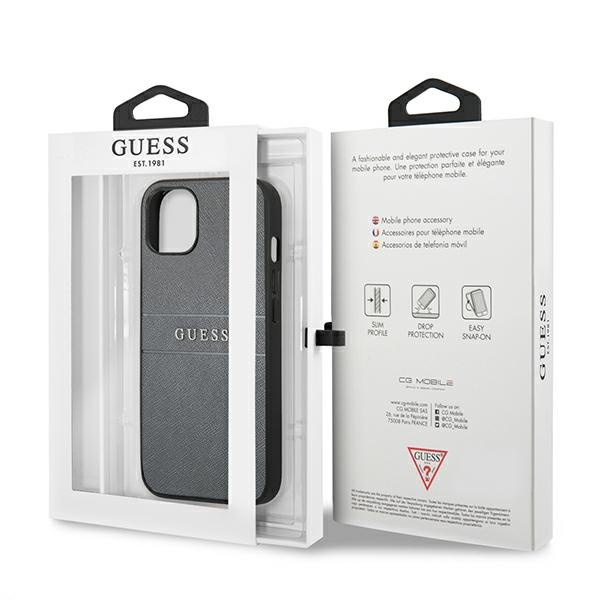 Guess GUHCP13SPSASBGR Apple iPhone 13 mini grey Saffiano Strap