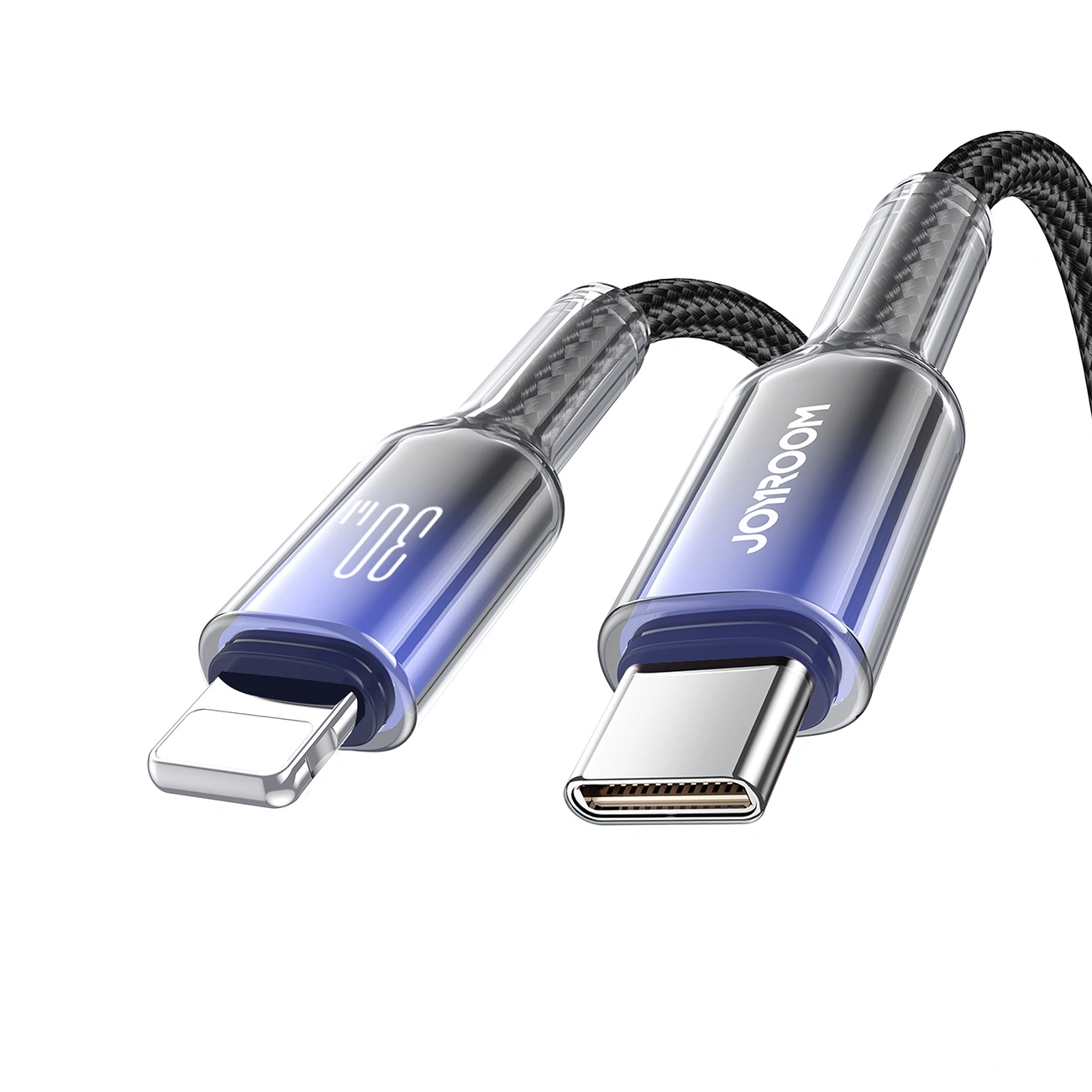 Joyroom S-A42 Crystal-Clear Series 30W USB-C / Lightning cable 1.2m black