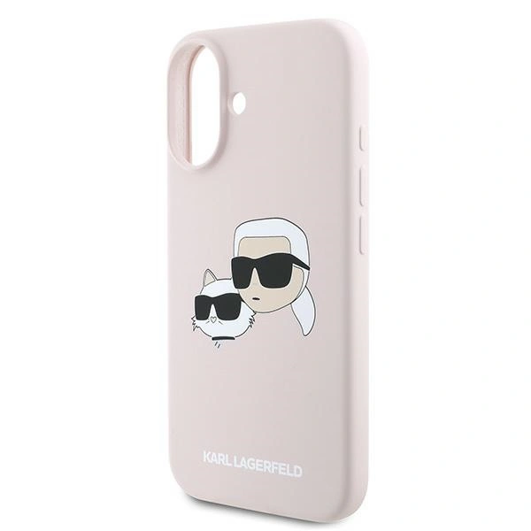 Etui Karl Lagerfeld KLHMP16MSKCHPPLP Apple iPhone 16 Plus hardcase Silicone Double Heads Print MagSafe różowy