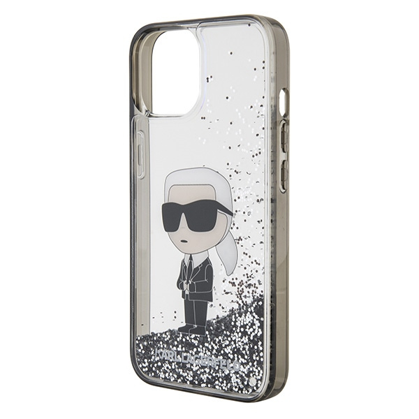 Karl Lagerfeld KLHCP15SLKKNSK Apple iPhone 15 hardcase Liquid Glitter Ikonik transparent