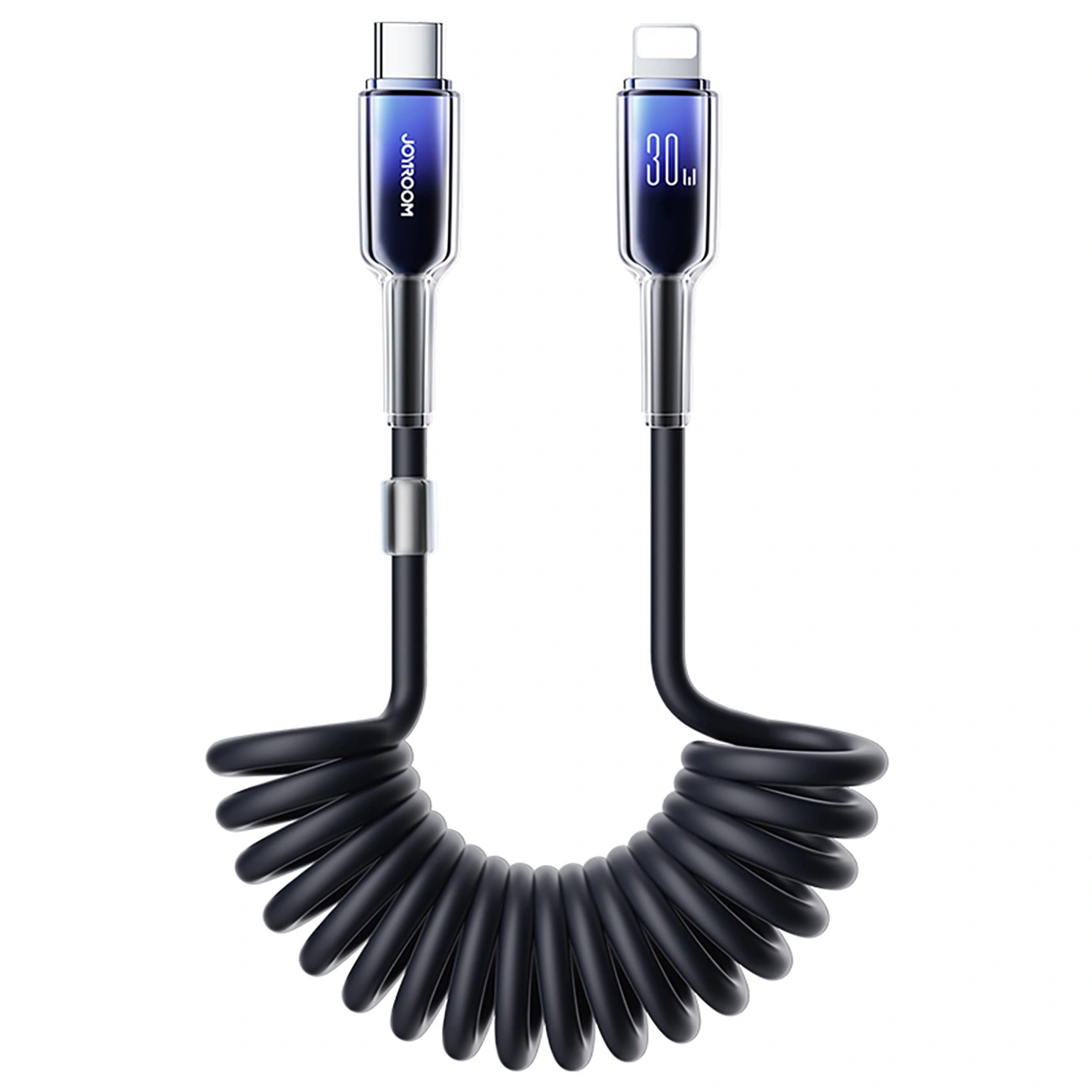 Joyroom S-A43 Crystal-Clear Series 30W spiral cable USB-C / Lightning 1.5m black
