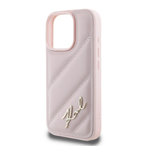 Case Karl Lagerfeld KLHCP16LPQDSMGP Apple iPhone 16 Pro hardcase Quilted Signature pink