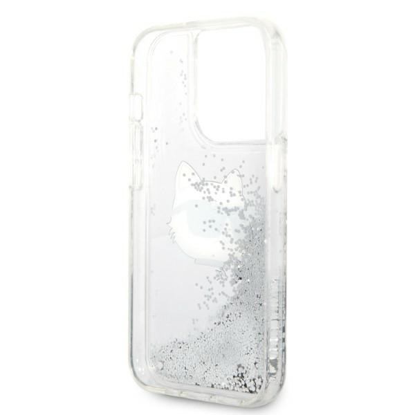 Karl Lagerfeld KLHCP14LLNCHCS Apple iPhone 14 Pro silver hardcase Glitter Choupette Head