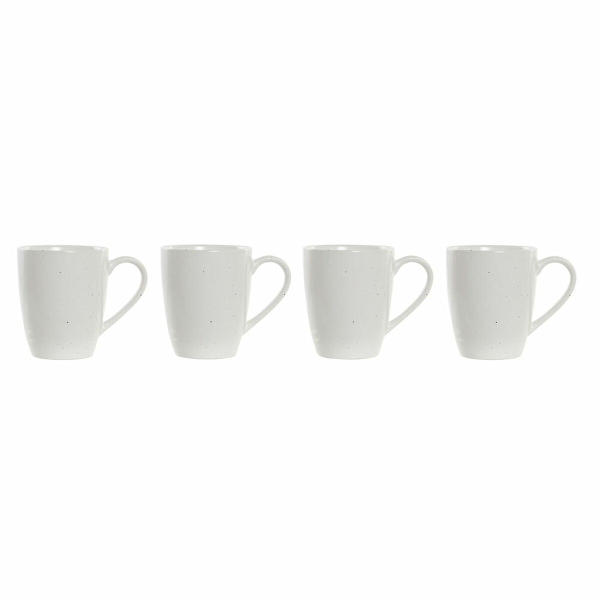 4 Piece Mug Set DKD Home Decor Natural Rubber wood White 300 ml Stoneware