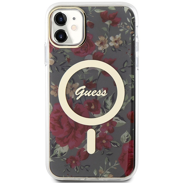 Guess GUHMN61HCFWSA Apple iPhone 11/XR khaki hardcase Flower MagSafe