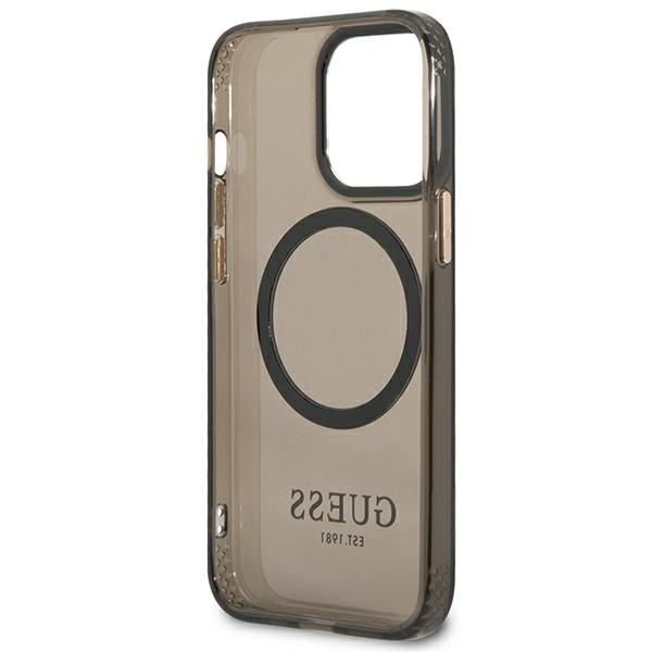 Guess GUHMP13XHTCMK Apple iPhone 13 Pro Max black hard case Gold Outline Translucent MagSafe