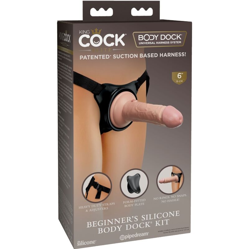 KING COCK ELITE - ADJUSTABLE HARNESS WITH DILDO 15.2 CM FOR BEGINNERS