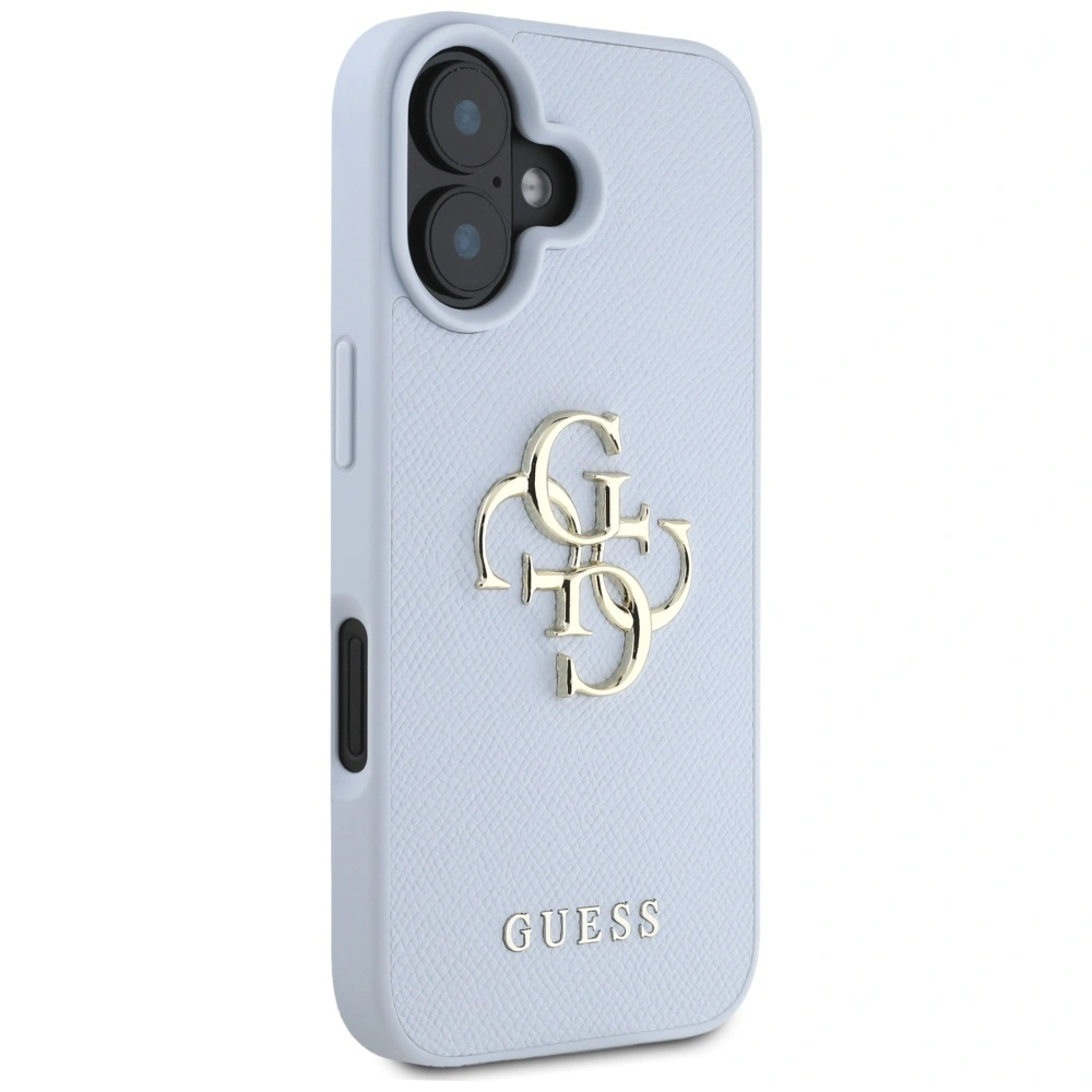 Guess Grained Big 4G Logo Small Classic Logo Apple iPhone 16 blue