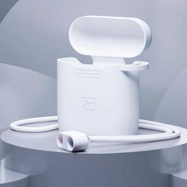 3MK Silicon Case Apple AirPods 2 + carabiner white