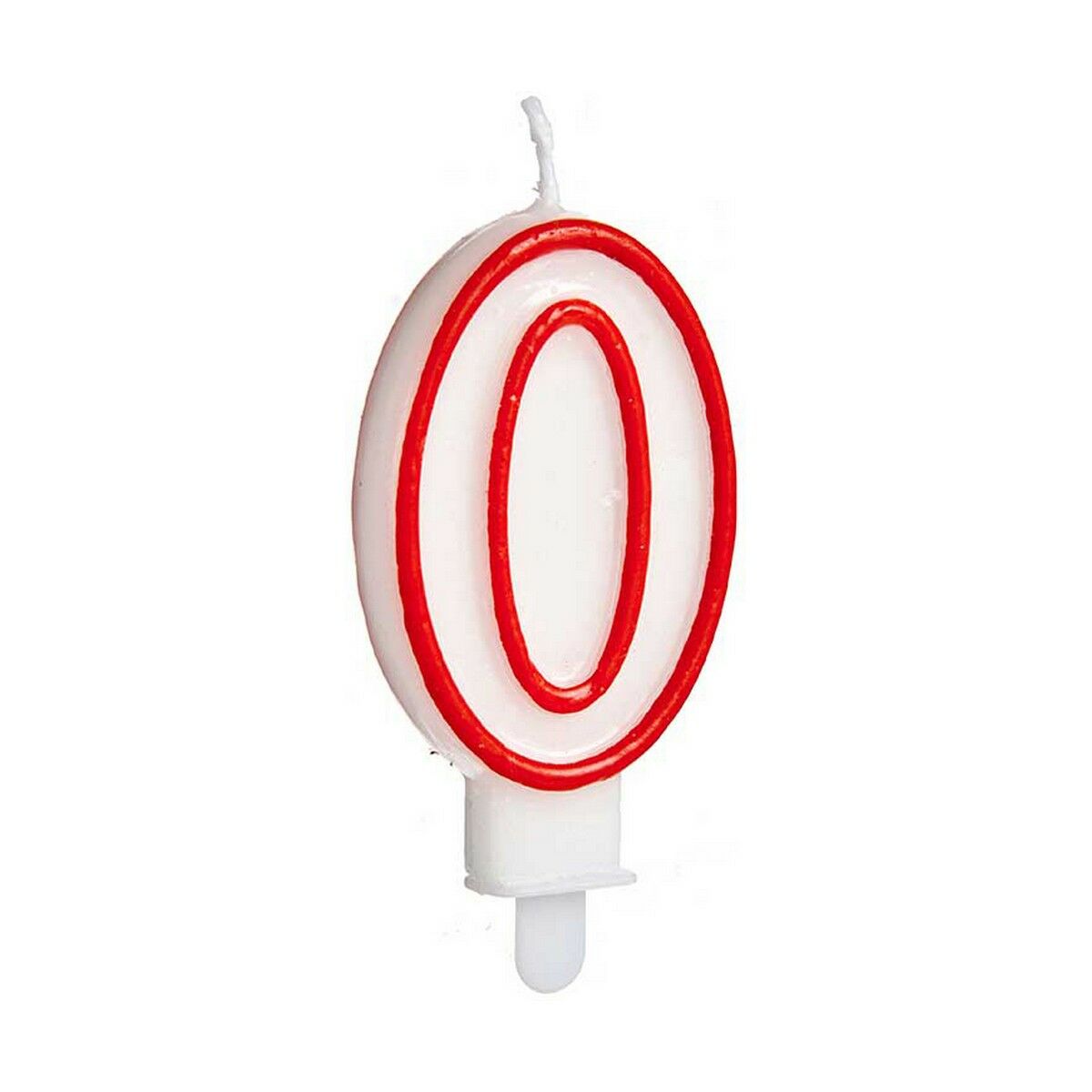 Candle Red White Birthday Number 0 (12 Units)