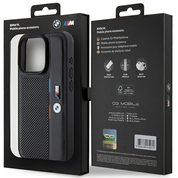 BMW BMHCP15L23PUPVK Apple iPhone 15 Pro hardcase Perforated Tricolor Line black