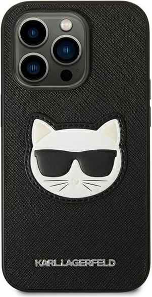 Karl Lagerfeld KLHCP14XSAPCHK Apple iPhone 14 Pro Max hardcase black Saffiano Choupette Head Patch