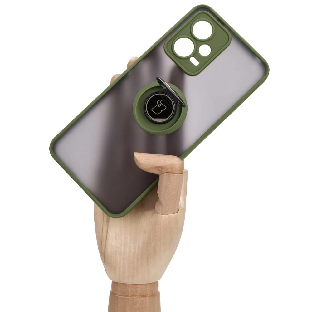 Bizon Case Hybrid Ring Xiaomi Poco X5 / Redmi Note 12 5G smoky with a green frame