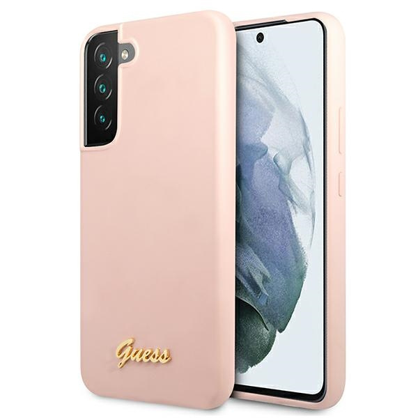 Guess GUHCS22MLSLMGPP Samsung Galaxy S22+ Plus pink hardcase Silicone Script Metal Logo