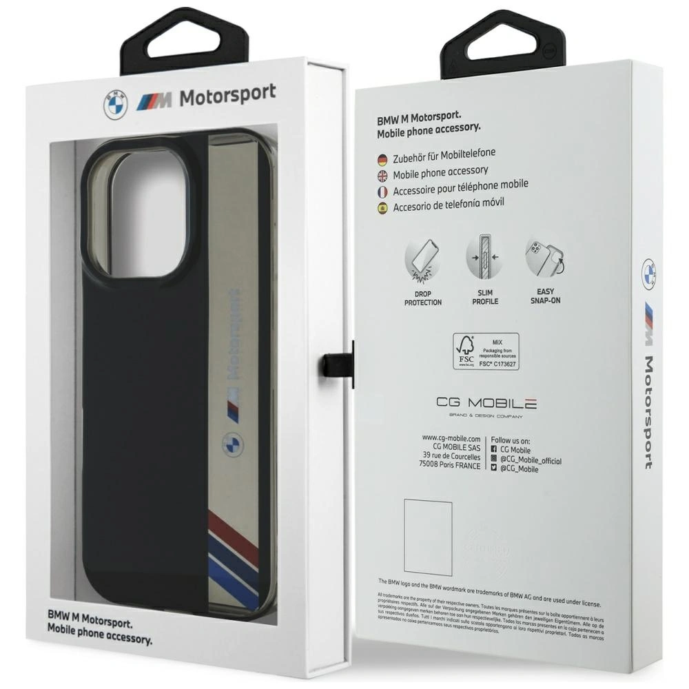 BMW Motorsport IML Vertical Stripe Apple iPhone 16 Pro Max black