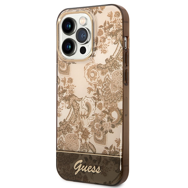 Guess GUHCP14LHGPLHC Apple iPhone 14 Pro ochre hardcase Porcelain Collection
