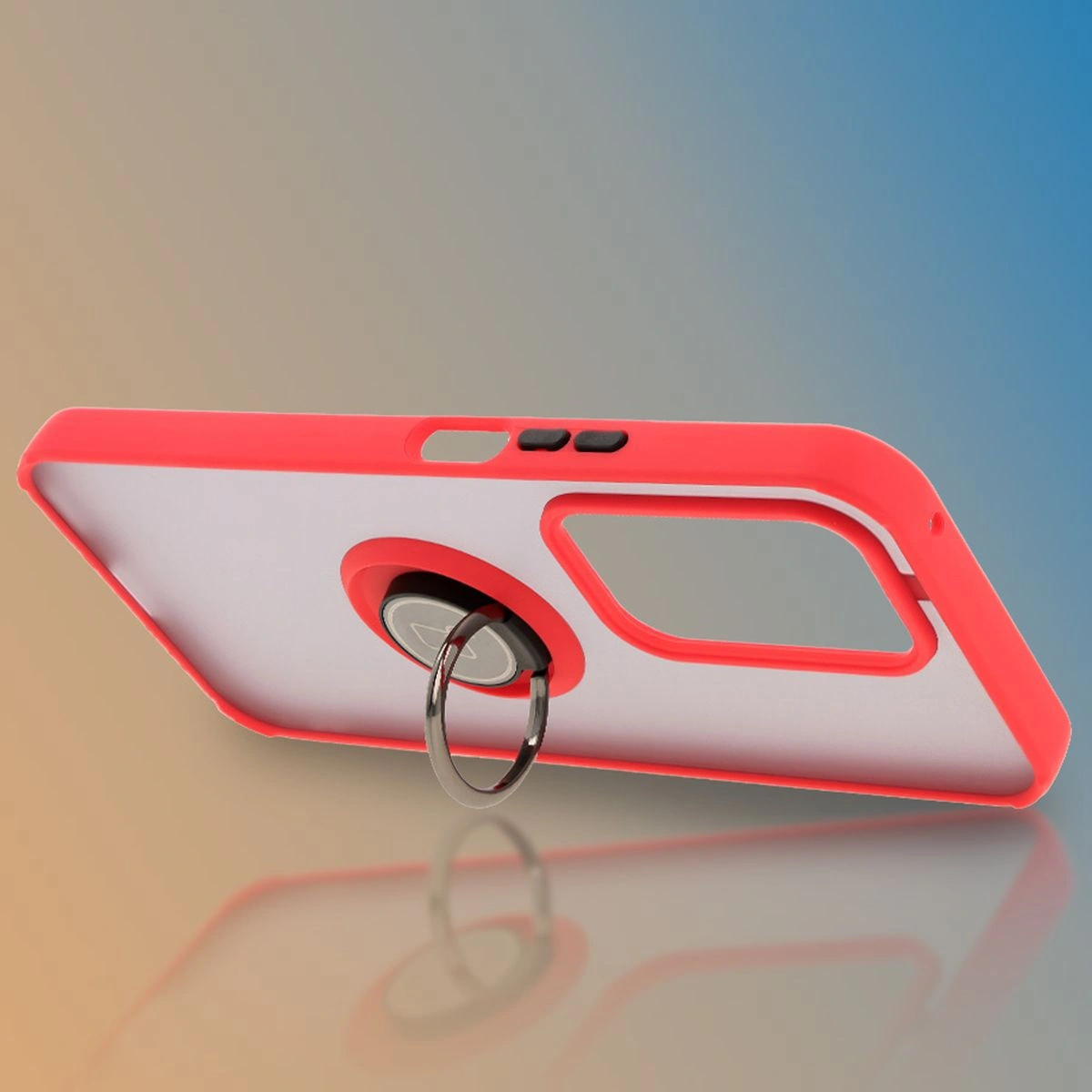 Bizon Case Hybrid Ring Honor 200 Lite smoky with a red frame