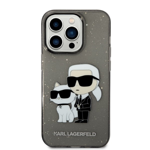 Karl Lagerfeld KLHCP14LHNKCTGK Apple iPhone 14 Pro black hardcase IML GLIT NFT Karl&Choupette