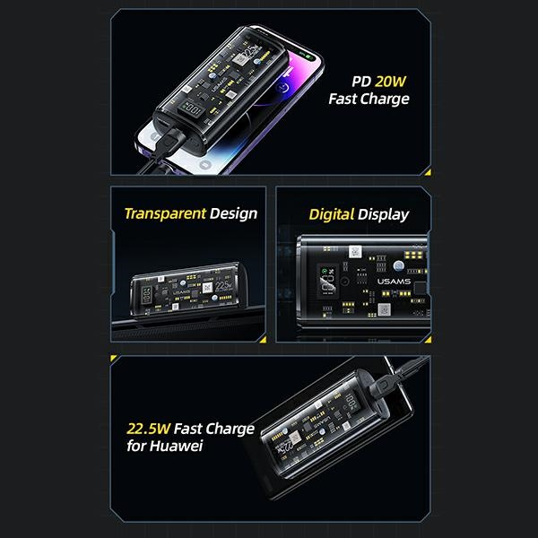 USAMS Powerbank 9000mAh PD 20W QC3.0+PD Dual-Port Fast Charge black (US-CD189)