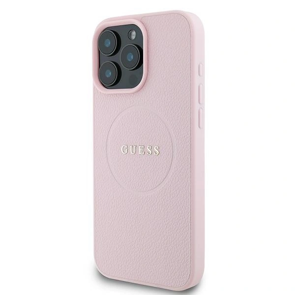 Case Guess GUHMP15XPGHSMMP Apple iPhone 15 Pro Max hardcase Grained Ring MagSafe pink