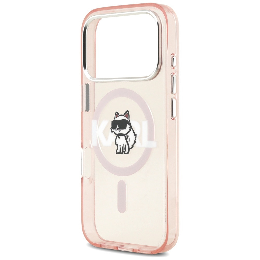 Etui Karl Lagerfeld IML Choupette Sketch Logo MagSafe do Apple iPhone 17 Pro różowy