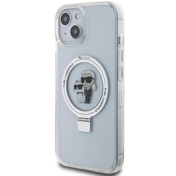 Karl Lagerfeld KLHMP14SHMRSKCH Apple iPhone 14 / 15 hardcase Ring Stand Karl&Choupettte MagSafe white