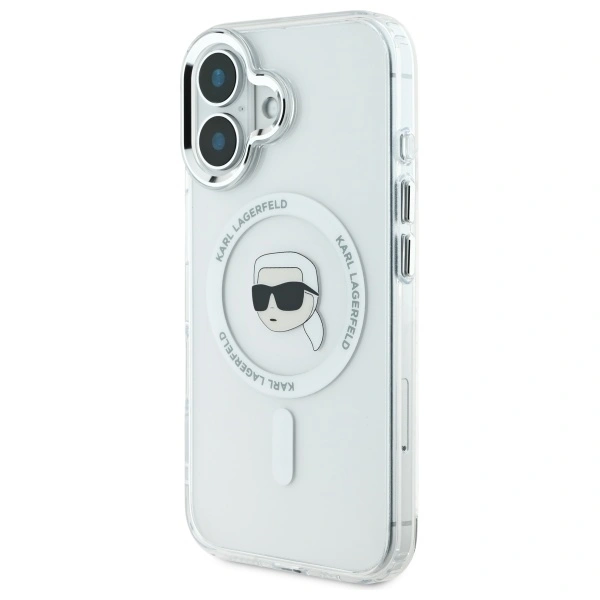 Karl Lagerfeld KLHMP16MHLSKIH Apple iPhone 16 Plus hardcase IML Metal Karl Head MagSafe white