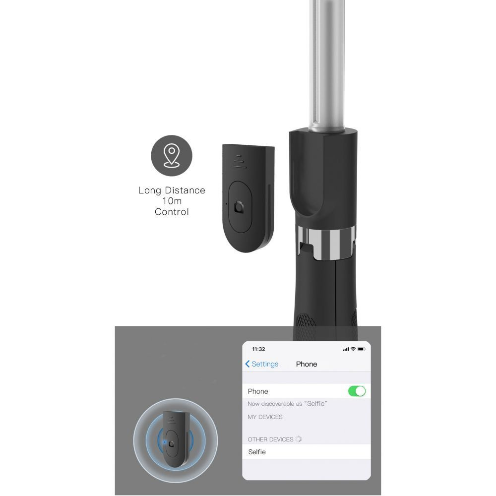 Tech-protect L01s Wireless Selfie Stick Tripod Black
